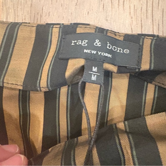 rag & bone $375 NWT Mandy Striped Midi Skirt in Gold Multi Med Viscose & Silk - Picture 7 of 10
